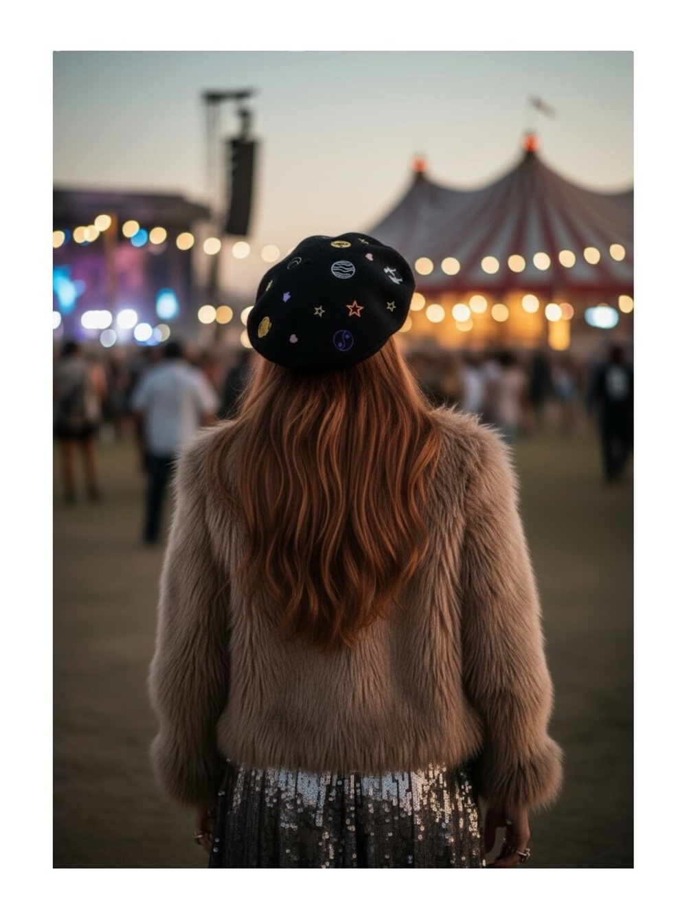 Rare: new Valfré ☻ Saturn Embroidered Wool Beret ☻ Black ☻ 1SFA Limited Edition - Picture 15 of 16